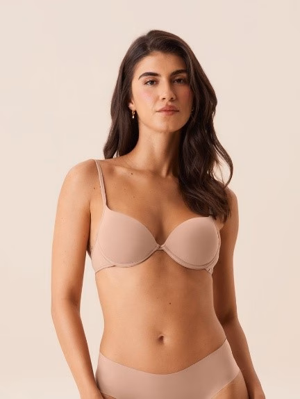 Brasier Push-Up de Microfibra Suave Beige Gamuza