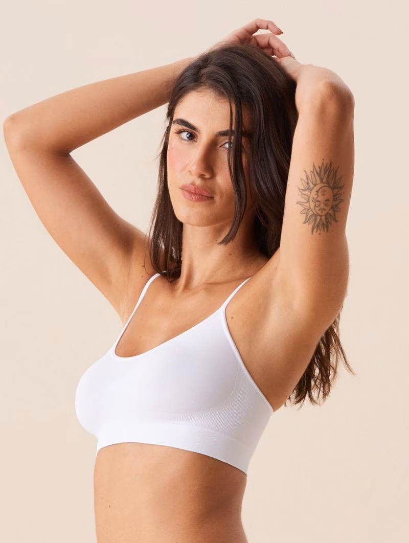 Brasier Top de Microfibra Light sin Copas ni Aros – Blanco - Image 3